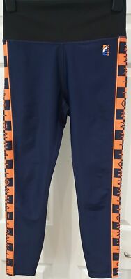 PE NATION Navy Blue VICTORY RUN Orange Trim Leggings Hose Pants M