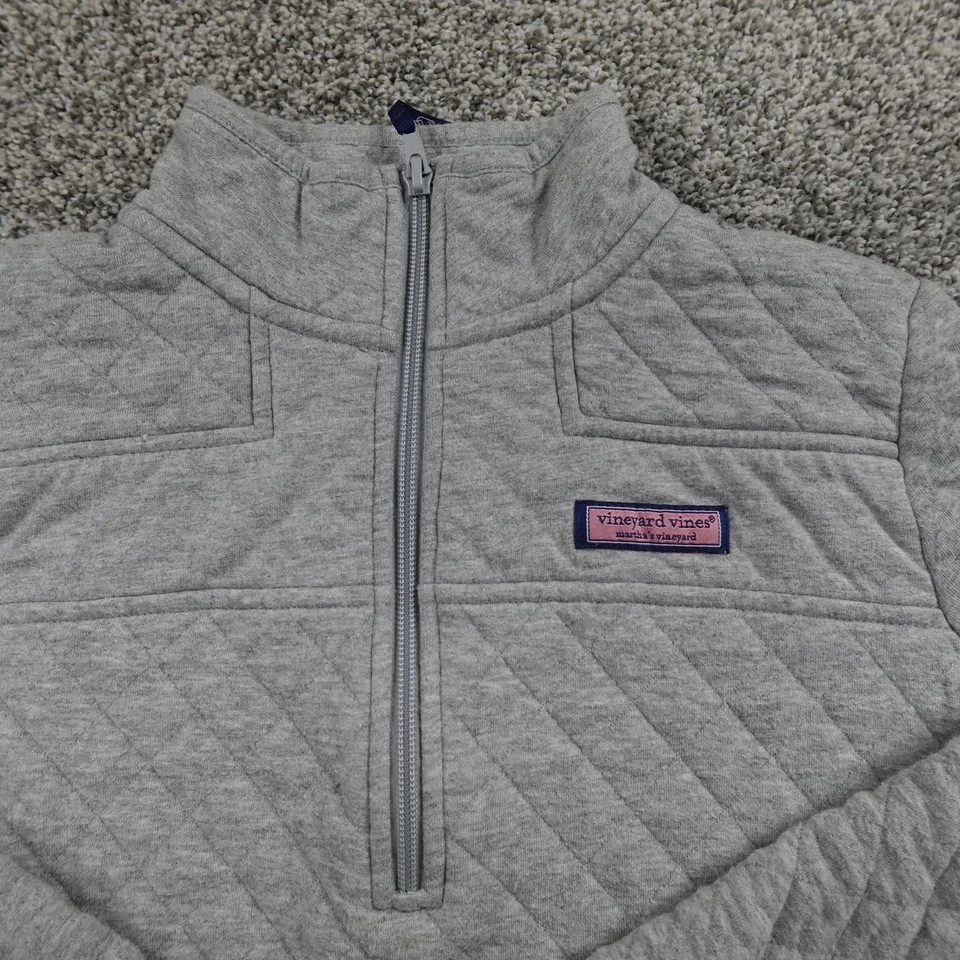 Vineyard Vines Womens XS Gray Heather Quilted Pullover 1/4 Zip Shep Shirt Preppy - Image 3 of 4
