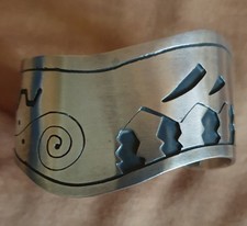 Breite asymmetrische Armspange, Modernist - Native- Hopi Stil, 49 Gramm, 925%