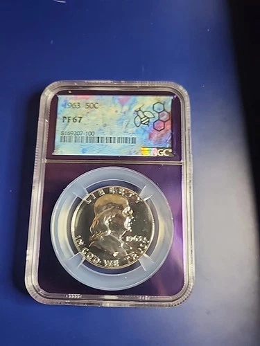 1963 Proof Franklin Half Dollar 50C NGC PF67 90% Silver PR67 Purple Core Mirror