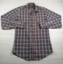 Vtg Levis Shirt Plaid Western Long Sleeve Button Up Paper Thin USA Made 70s M