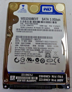 WESTERN DIGITAL* WD3200BEVT* 320 GB *** SATA HDD Notebook 2,5 Zoll #NFP1580