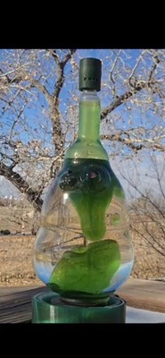  3D Electric Liquid Motion Sculpture for Stress Relief, Green Wax w/ Clear Glass