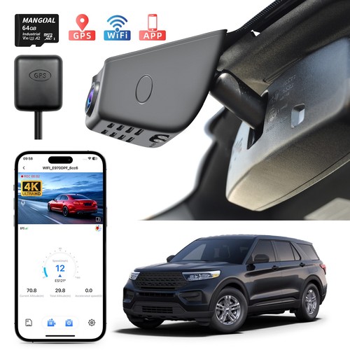 Mangoal 4K Dash Cam Custom for Ford Explorer U625 2020-2024 UHD 2160P Video GPS