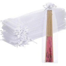 50pcs Organza Fan Storage Bags Folding Fan Gift Bag Fan Pouch with Drawstrings