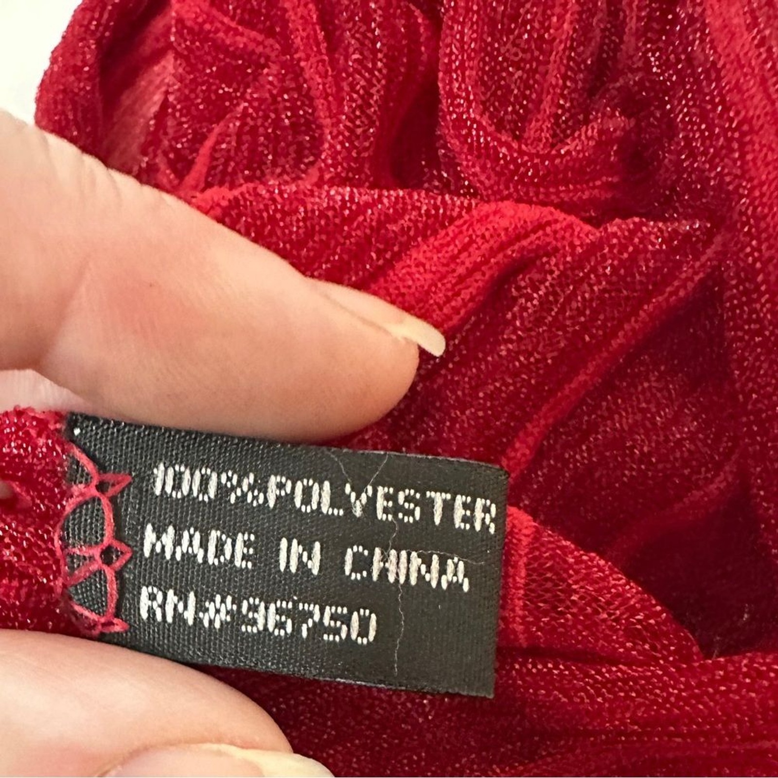 Ruby Red Beaded Infinity Loop Scarf Necklace Red … - image 4