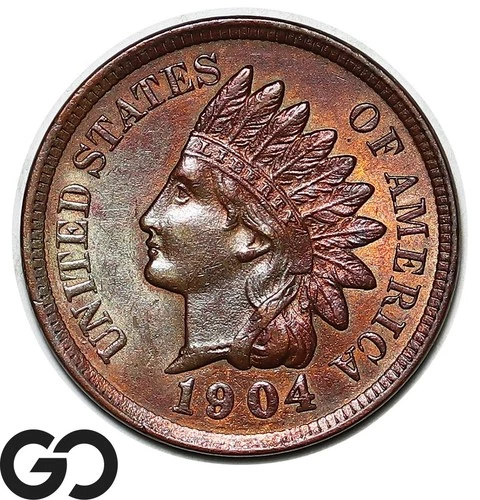 1904 Indian Head Cent Penny, Gorgeous Gem BU++