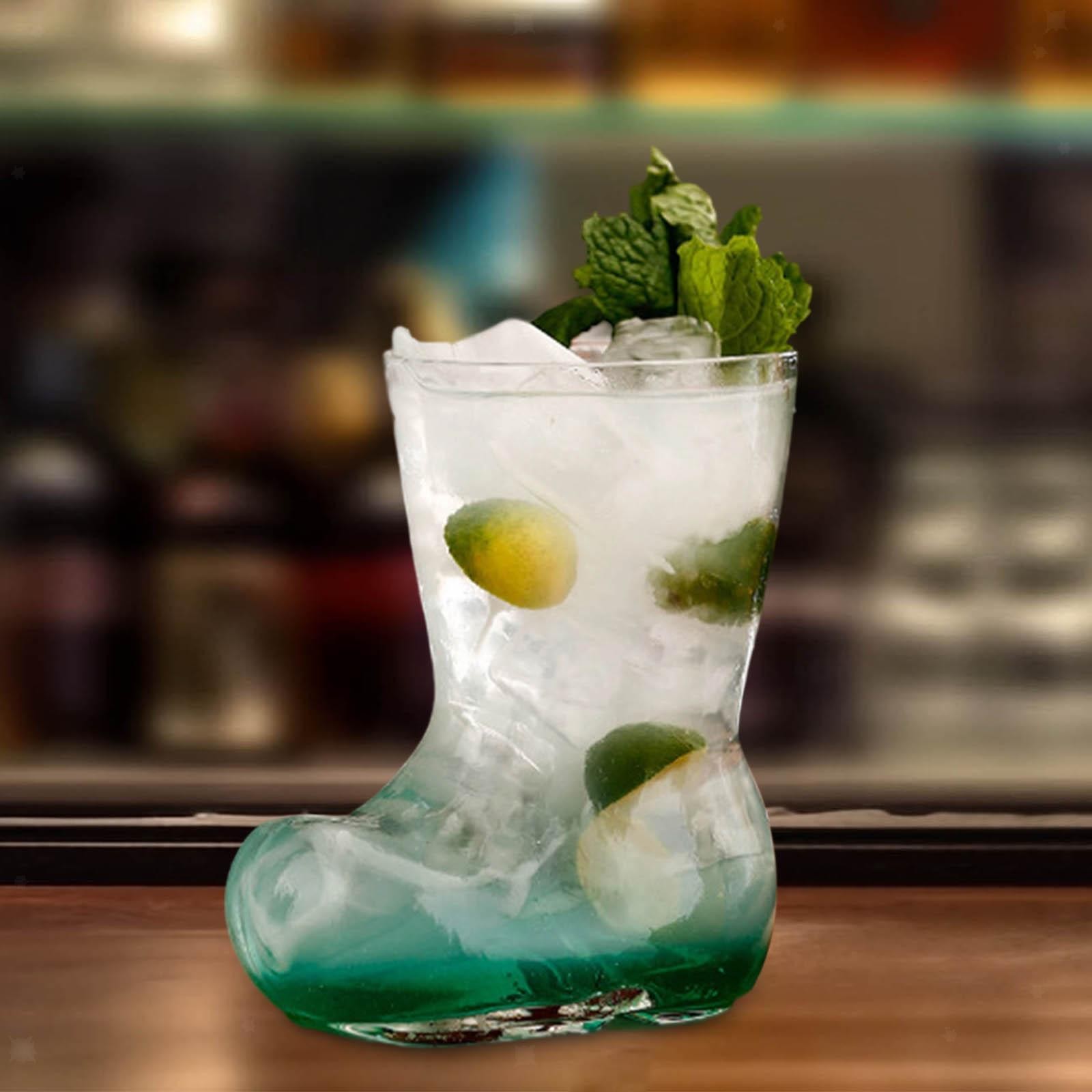 Glass Beer Mug Cold Beverage Cup Boot Shaped Drinking Glassware Clear Drinking