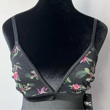 NWOT I.N.C. International Concepts Women's Tropical Flowers Mesh Bralette Large