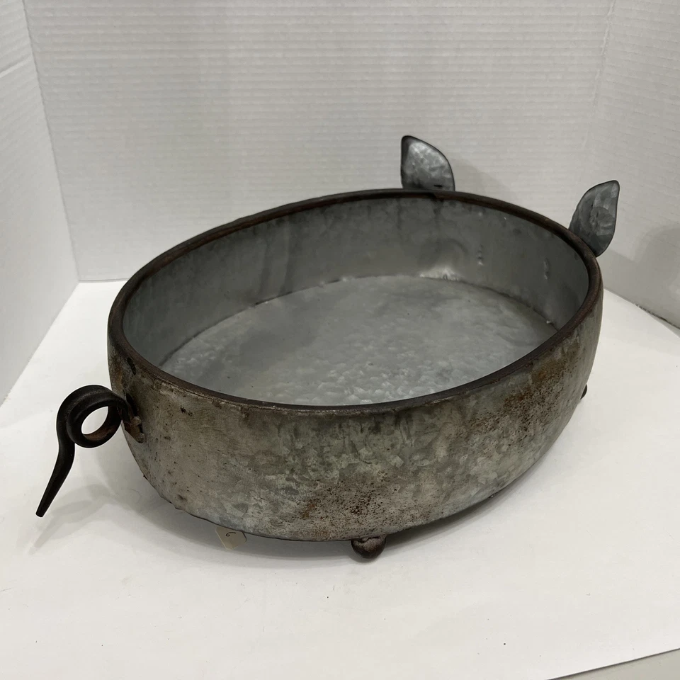 Bandeja para alcancía de metal galvanizado gris Kalalou 11,25" x 18" ovalada - decoración de granja Foto 4 de 4