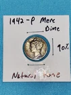 1942 Mercury Dime Rainbow / Natural Toned Silver Dime Philadelphia