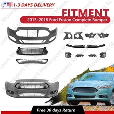 Complete Bumper Complete & Grill w/ Fog Light Lower Skid Fits 13-16 Ford Fusion