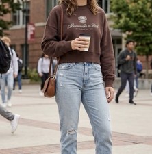 Abercrombie  Fitch Cropped Graphic Crewneck Sweatshirt - Size M