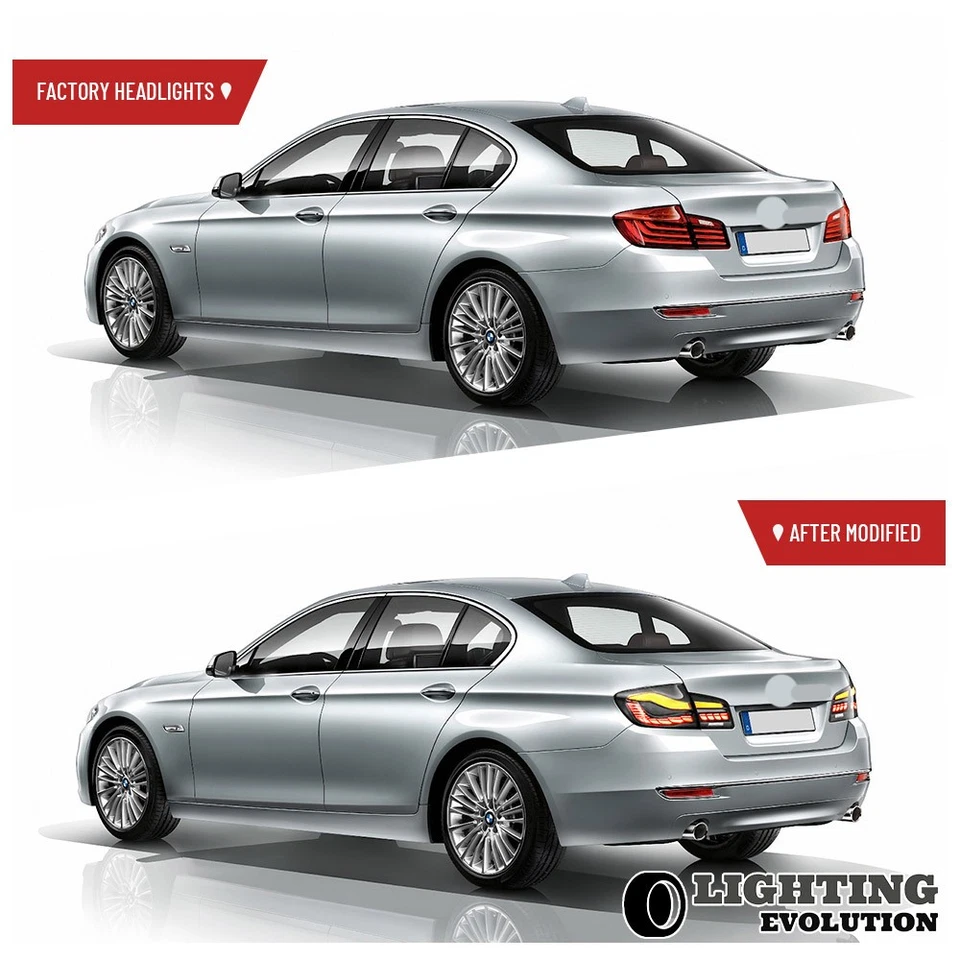 SMOKED OLED GST Tail Lights For BMW 5-Series 2010-2016 2017 F10 F18 W/Animation - Изображение 4 из 4