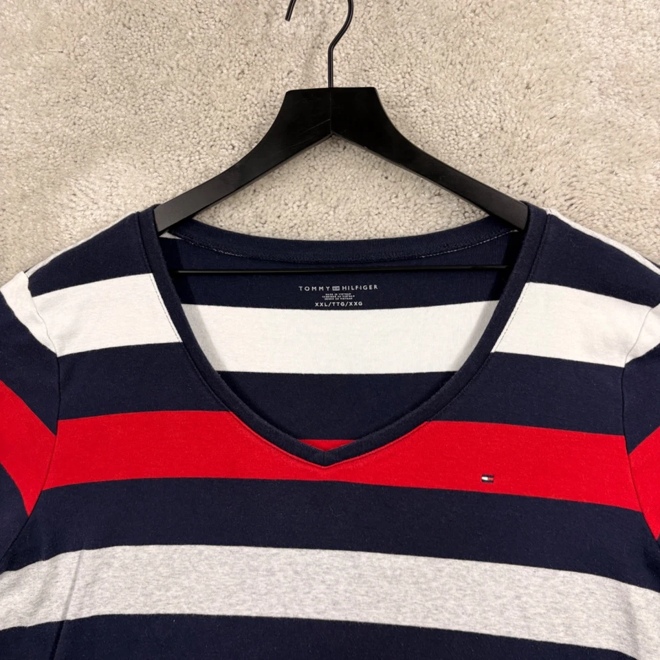 Tommy Hilfiger футболка женщин размер XXL красный белый синий полоски коротким рукавом хлопок - Изображение 4 из 4