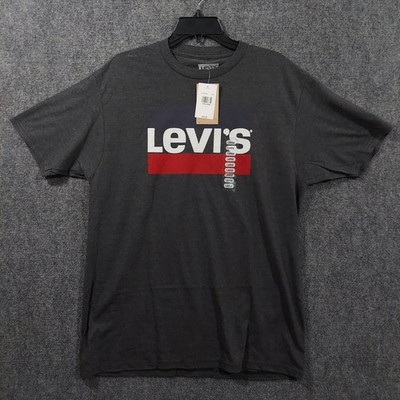 Levi's Shirt Mens Large Gray Big Logo Graphic Tee Tagless Jersey Crewneck NWT
