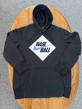 Nike Dri-Fit Men's Baseball Hoodie Black with White  Light Blue Graphic Medium