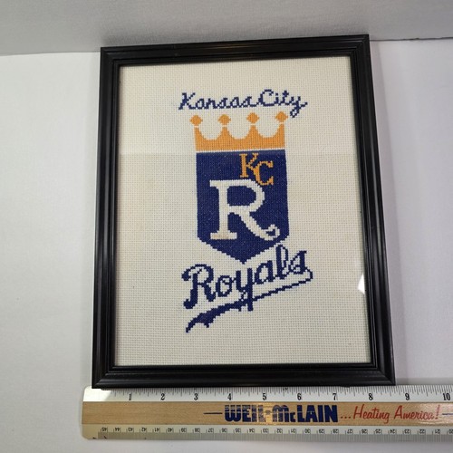Vintage Kansas City Royals, Kreuzstich Nadelspitze gerahmtes MLB Baseball Bild - Bild 4 von 5