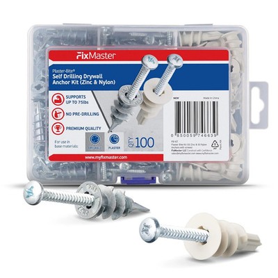 Plaster Bite Self-Drilling Drywall Anchor Kit Includes 50 Nylon & 50 Zinc Anchor