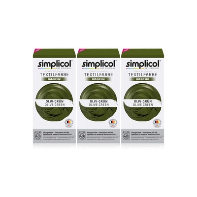 Simplicol Textilfarbe intensiv Oliv-Grün 150g 3er Pack