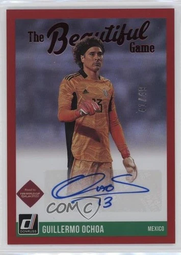 2021-22 Donruss Road to Qatar The Beautiful Game Red /49 Guillermo Ochoa Auto