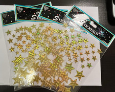 Gold Holographic Sparkle Star Sticker Sheet - Lot Of 4 By Nicole