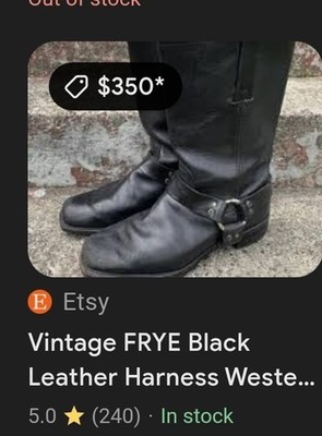 Frye Vintage Leather Boots with Buckle Black, Size 6B