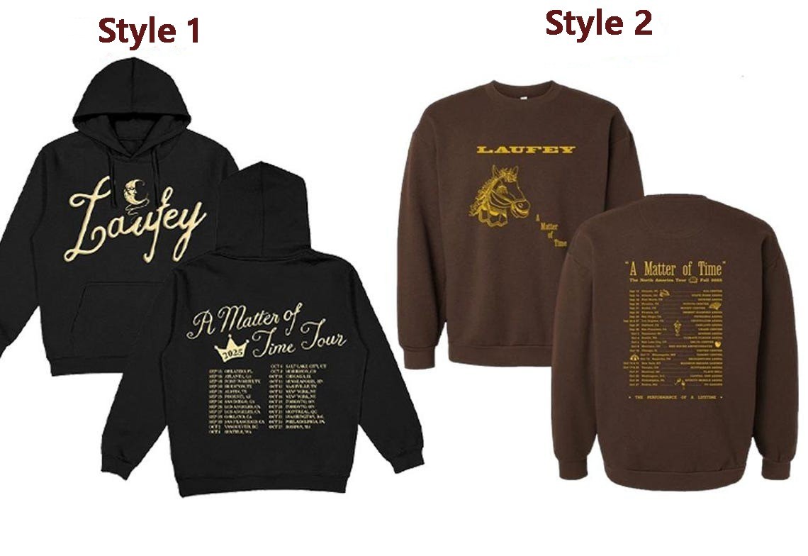 Laufey Merch Store A Matter Of Time Tour 2025 2 Sided Hoodie or