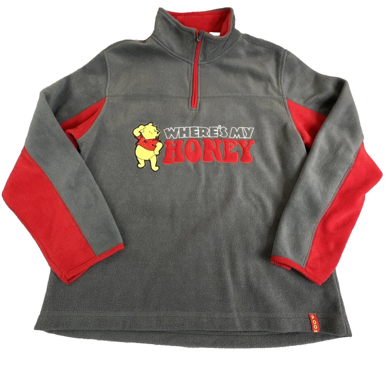 Disney Whinnie The Pooh Where's My Honey 1/4 Zip Pullover. Women's M 8-10