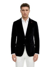 4300 ISAIA NAPOLI Black Hand-Sewn Sport Coat Velvet Cotton 42 US / 52 EU