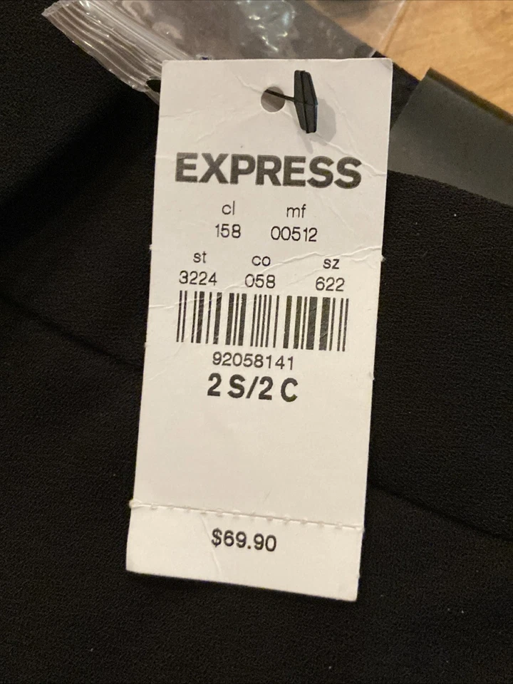 NUEVO CON ETIQUETAS $69 Express Negro Recto Oficina Pierna Ancha Pantalones Mujer Etiqueta 2S Se Ajusta 28 x 28 Foto 2 de 4