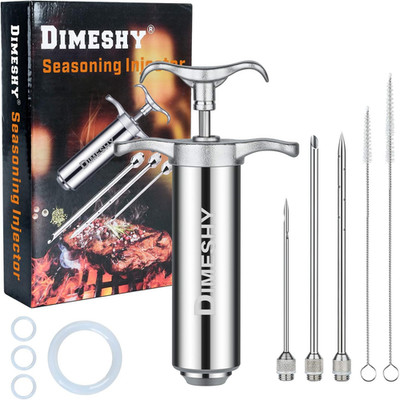 Heavy Duty 304 Stainless Steel Meat Injector Kit with 2-Oz Large Capacity Barrel