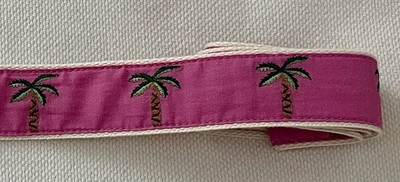 C J LAING - PALM TREE Belt 42  - Adjustable X 1.5  Multi-Colored Pink & Green