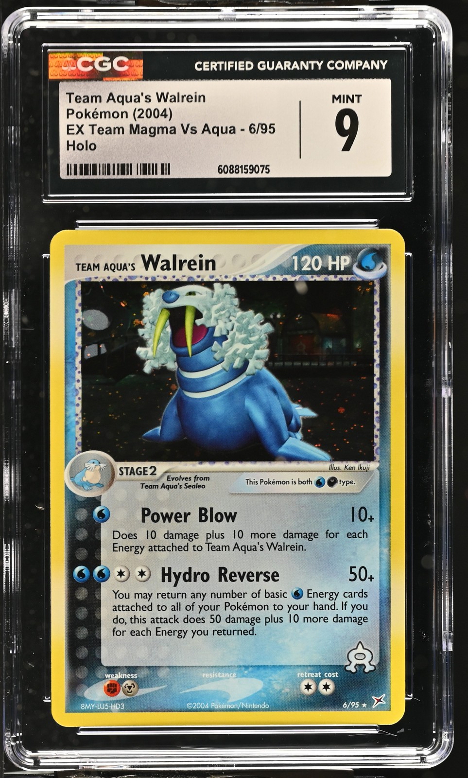 CGC 9 MINT Team Aqua's Walrein 2004 EX Team Magma Vs Aqua 6/95 Holo Pokemon Card