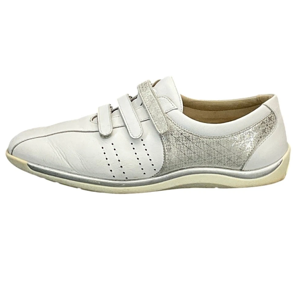  Zapatillas deportivas SAS Race Time Walking blancas plateadas de cuero sin cordones para mujer 11  Foto 2 de 4