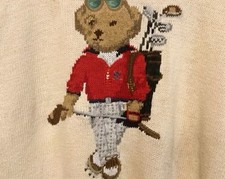 RALPH LAUREN Classics Cream Men 1980  s Vintage Golf Knit Sweater Large