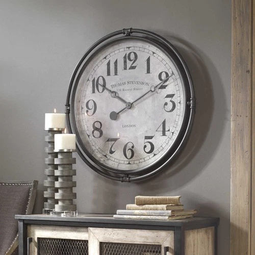 Uttermost 06449 Grey Nakul 29 1/2"W Analog Wall Clock By Jim Parsons - Picture 1 of 5