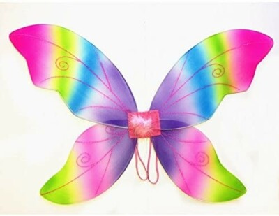 LARGE ADULT Costume Set Wings + Headband Butterfly Fairy Pixie Halloween Cosplay