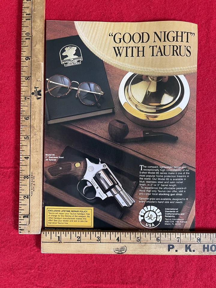 Anuncio impreso vintage 1989 Taurus 5 disparos modelo 85 anuncio Foto 2 de 2