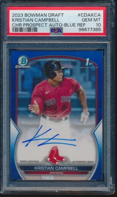 PSA 10 Kristian Campbell Auto 2023 Bowman Chrome Blue Refractor /150 RC GEM MINT