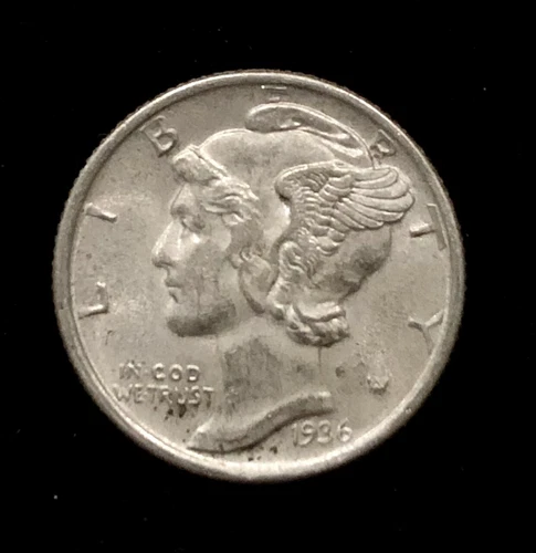 1936-P UNITED STATES SILVER 10 CENTS MERCURY DIME - ABOUT UNCIRCULATED