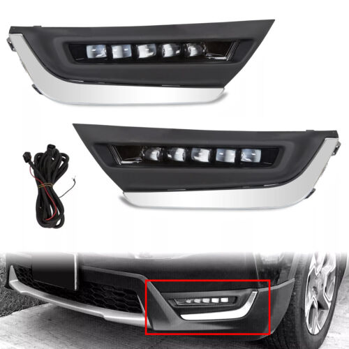 LED DRL Daytime Running Fog Lamp Lights w/Brackets For Honda CRV CR-V 2017-2019 - Picture 3 of 15