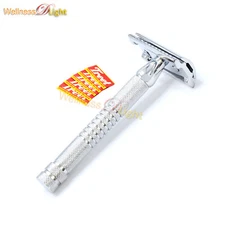 Safety Razor Double Edge Stainless Blades Manual Shaving Razor + 5 Blade BTS-326
