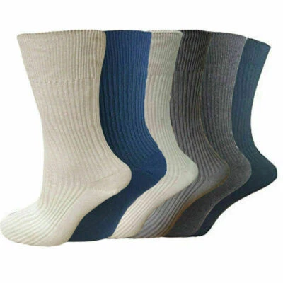 INDIGO SOUL New Mens 100% Pure Cotton Comfy Gentle Soft Non Elastic Socks Loose UK Size 6-11
