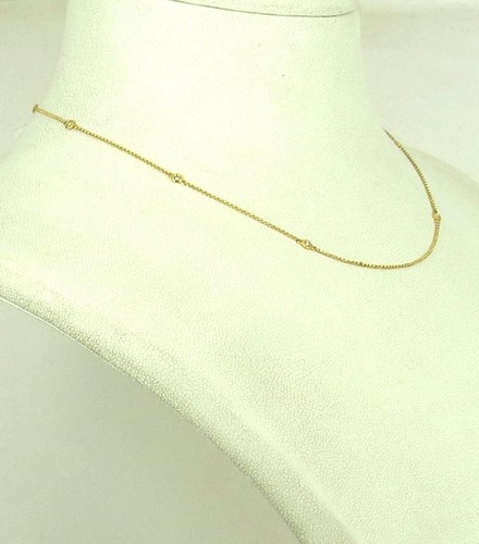 Collana catena unica in oro giallo 14 carati con diamanti da cortile - Foto 6 di 12