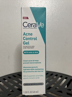 CeraVe Acne Control Gel with AHA & BHA for Acne & Breakouts 1.35oz 1 Pack