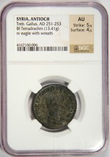 SYRIA, ANTIOCH TREB. GALLUS, AD 251-253 BI TETRADRACHM - NGC AU 5/5 4/5!