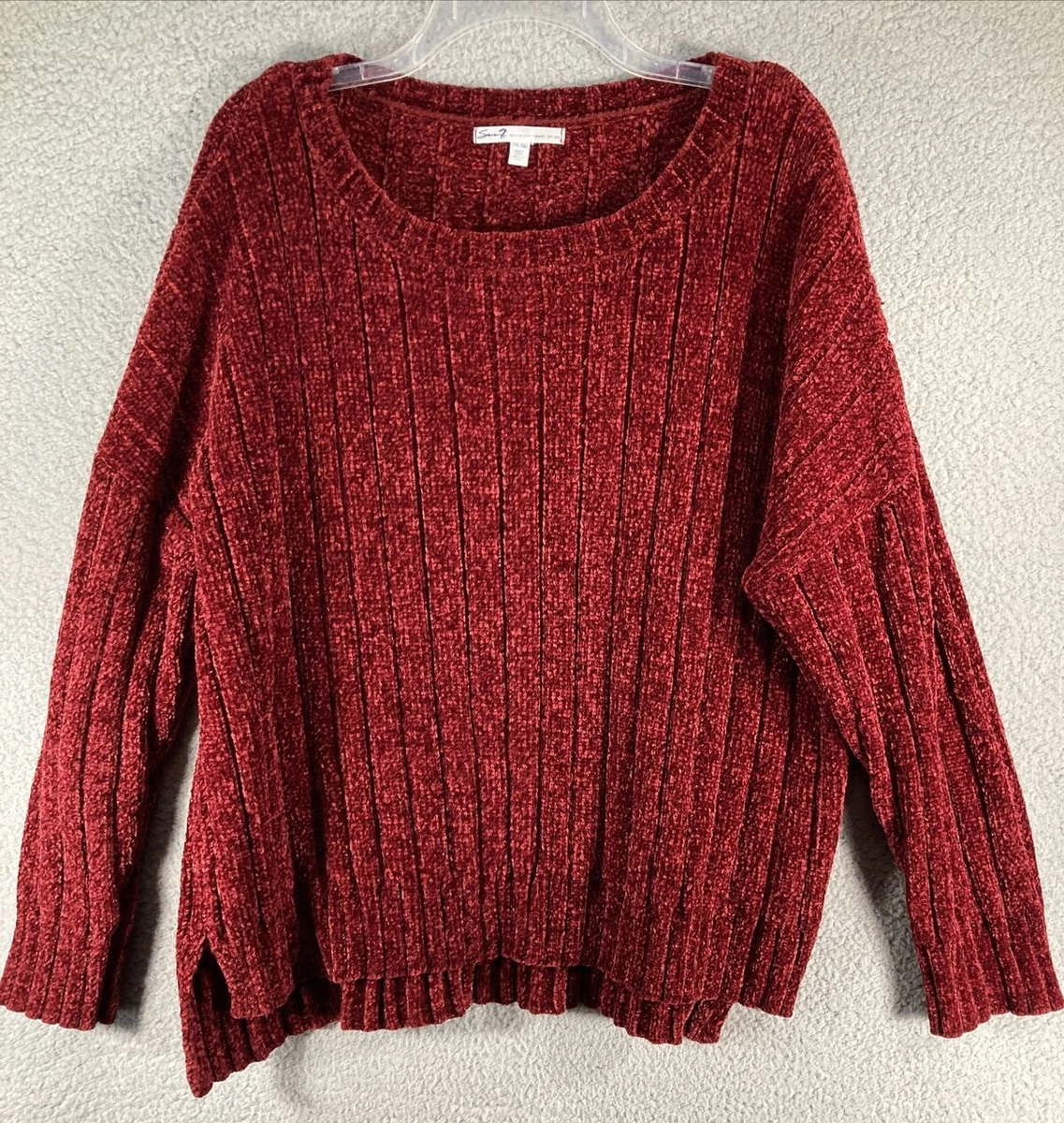 Seven 7 Womenu0026#039;s Plus Red Chenille Sweater Size XXL | eBay