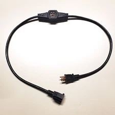Black 48" / 4ft Male to Female Extension Cord Power Cable 1-Center Outlet Plug