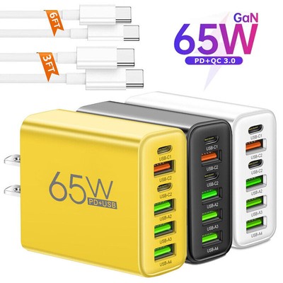 65W USB+Type C Fast Charger Adapter & Cable For iPhone 16 15 14 13 12 11 Pro Max